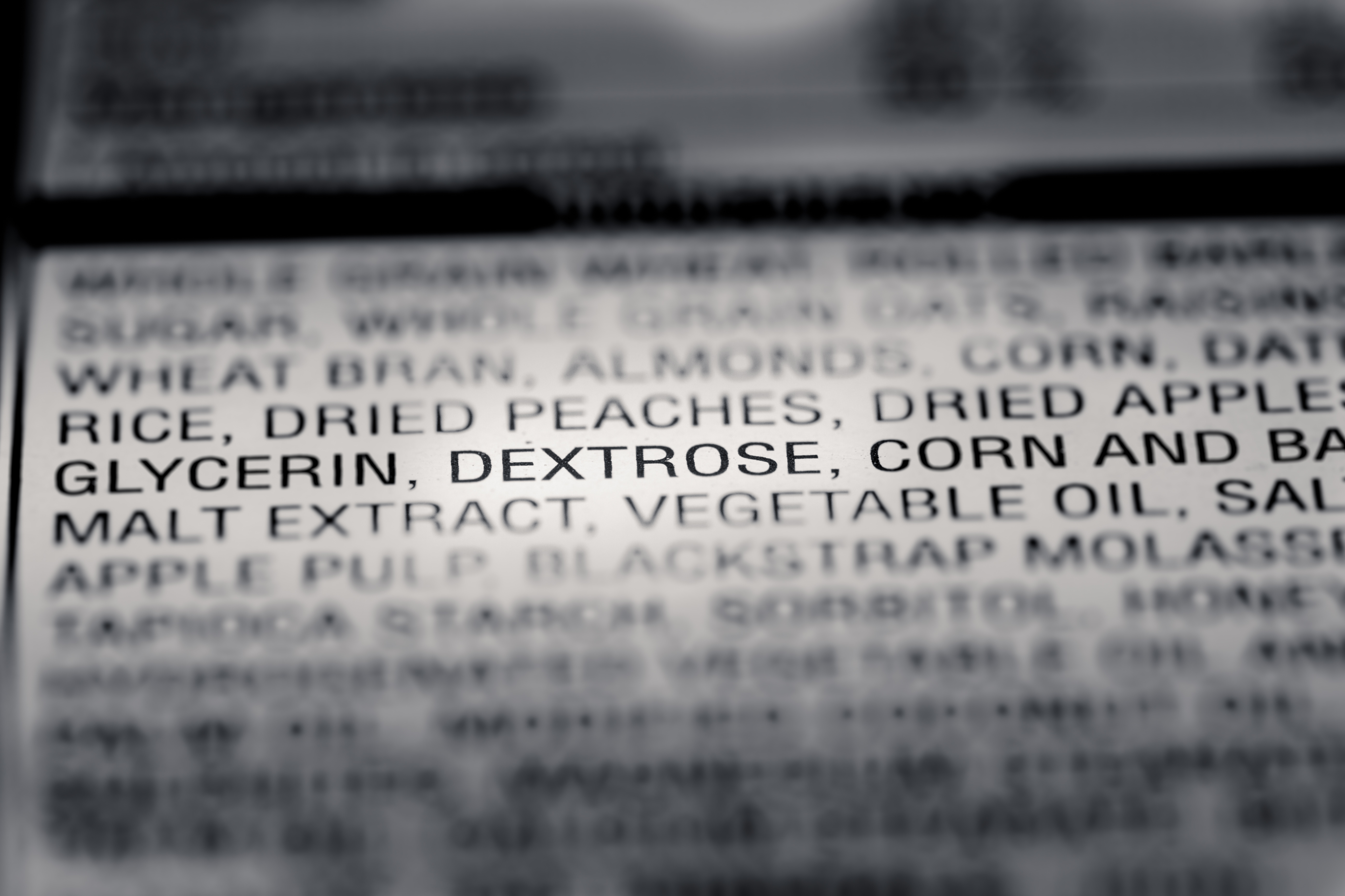 Macro shot of nutrition facts